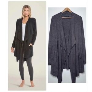 Barefoot Dreams Charcoal Open Front Cardigan